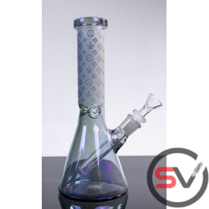 IRIDESCENT DESIGNER GLASS BEAKER WATER PIPE 10inch